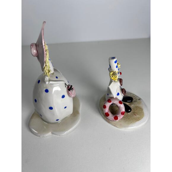 Set of 2 Vtg Made in Italy Rare W. Cabrelli Figurines Clown with Tube & Girl - Picture 8 of 8